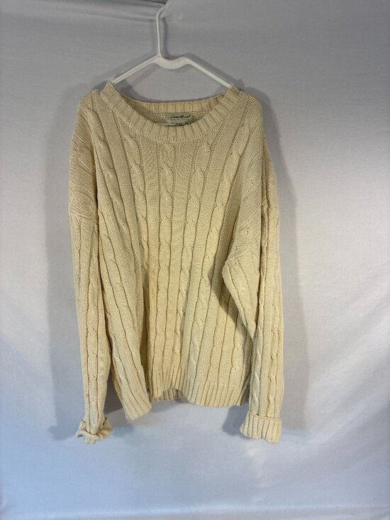 Eddie Bauer Other - Vintage Eddie Bauer Since 1920 Cable Knit Crewneck Sweater Cream 100% Cotton Men